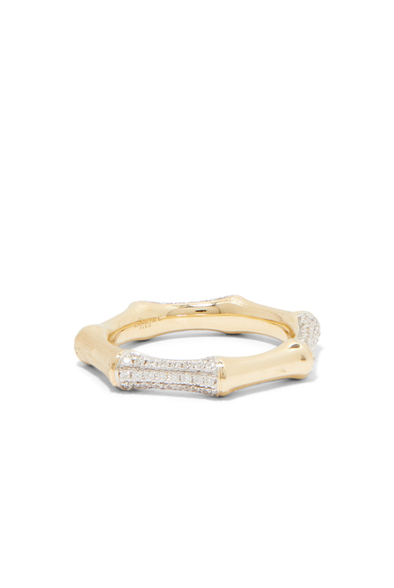 Bamboo Ring, 14k Yellow Gold & Diamonds